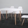 Conjunto comedor de mesa rectangular y 4 sillas en color blanco - Bergen