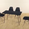Conjunto comedor de mesa rectangular y 4 sillas en color negro - Bergen
