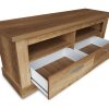 2 Drawers Pulled-out. TV Stand with Imitation Wood Finish Alabama