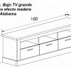 Размеры большой тумбы для ТВ с 3 ящиками, отделка под дерево - Alabama