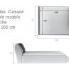 Medidas del canapé abatible moderno 140 x 200 cm - modelo Charlotte