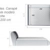 Medidas del canapé abatible moderno 160 x 200 cm - modelo Charlotte