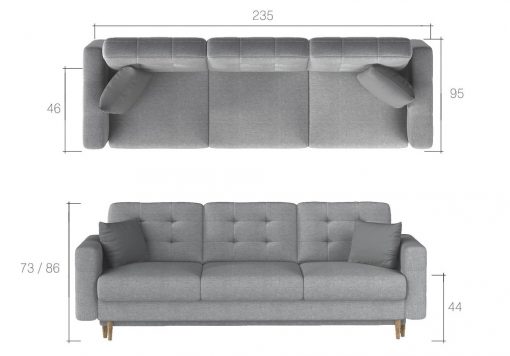 Medidas del sofá cama 3 plazas modelo Copenhagen