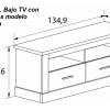 Dimensions of TV Stand with Two Drawers and Two Shelves - Alabama