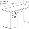 Dimensions. Desk 120 x 50 cm in White and Brown - Rimini