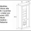 Размеры шкафа-витрины с тремя дверцами и лампами LED - Alabama