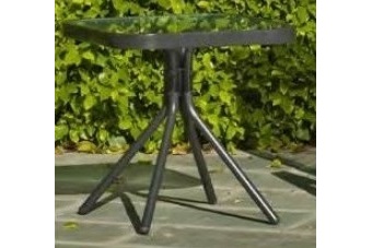 Серый квадратный алюминиемый столик для сада 45 x 45 см - Dominica
