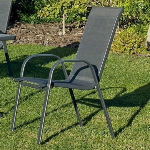 Grey Stacking Garden Chair (Steel and Texteline) – Dominica