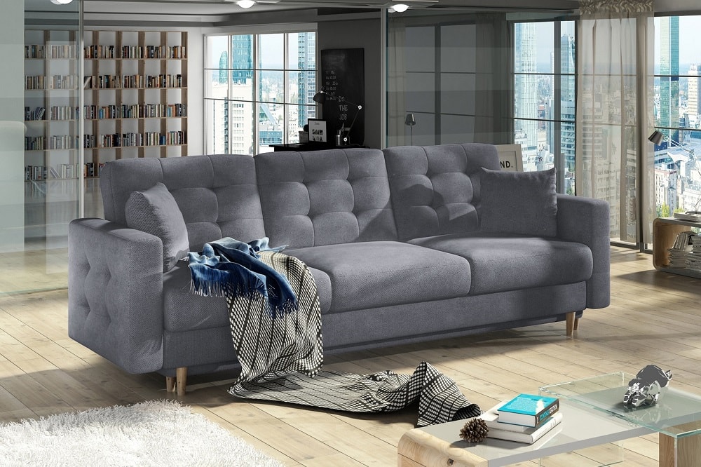 Sofá cama de 3 plazas tapizado capitoné - Copenhagen - Don Baraton: tienda  de sofás, colchones y muebles