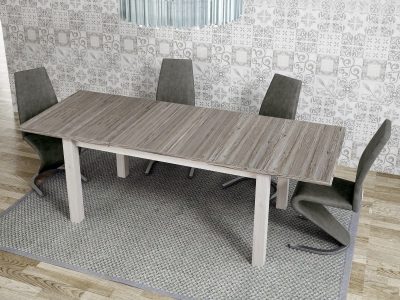 Обеденная группа с большим раздвижным столом и 4 стульями (серый цвет) - Vic / Sallent