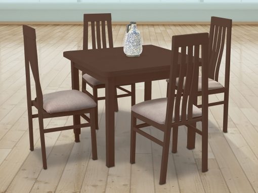 Conjunto de comedor con mesa extensible y 4 sillas de madera. Color cerezo - Vejle - Utiel