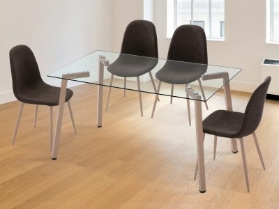 Juego de comedor moderno - mesa con cristal + 4 sillas tapizadas - Herring-Randers