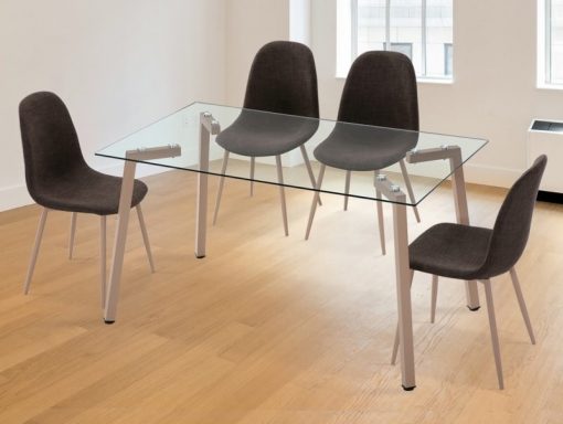 Juego de comedor moderno - mesa con cristal + 4 sillas tapizadas - Herring-Randers