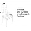 Medidas. Silla tapizada en tela de color gris - Benissa