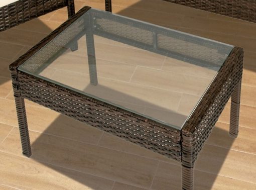 Mesa baja con vidrio templado de conjunto de jardín modelo Septiempre