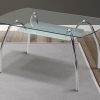 Mesa comedor con tapa de cristal, patas metálicas curvas - Aspe