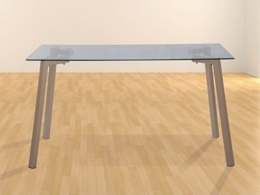Mesa comedor moderno con tapa de cristal transparente 140 x 80 cm - Herning
