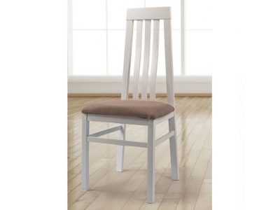 Белый стул из массива дерева с сиденьем обитым тканью - Utiel