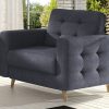 Armchair with Wooden Legs, Upholstered in Dark Grey Fabric (Soro 95) - Copenhagen