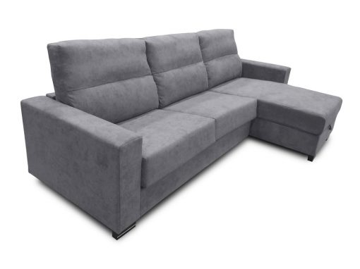 Sofá chaise longue cama apertura italiana color gris claro - modelo Madrid