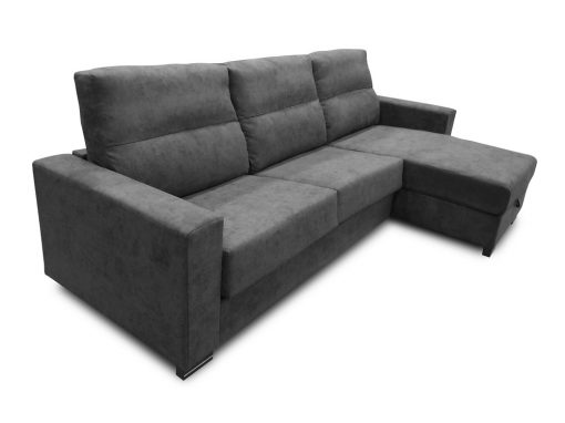 Sofá chaise longue cama apertura italiana color gris oscuro (marengo) - modelo Madrid