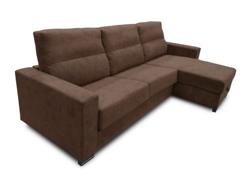 Sofá chaise longue cama apertura italiana color marrón (chocolate) - modelo Madrid