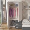 Открытые дверцы и ящики двухдверного шкафа для детской комнаты - Luddo