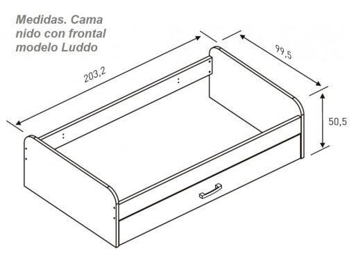 Dimensions of the Luddo Bed with Trudle for Children