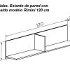 Dimensions. Wall Shelf with Back Panel, 120 cm, White / Oak - Rimini