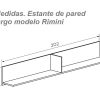 Dimensions. Long Wall Shelf with Back Panel, 202 cm, White / Oak - Rimini