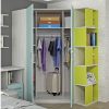 Open Doors of the Children's Corner Wardrobe with Side Shelves - Luddo