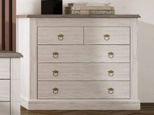 French Rustic Style 5 Drawer Chest of Drawers – Provence