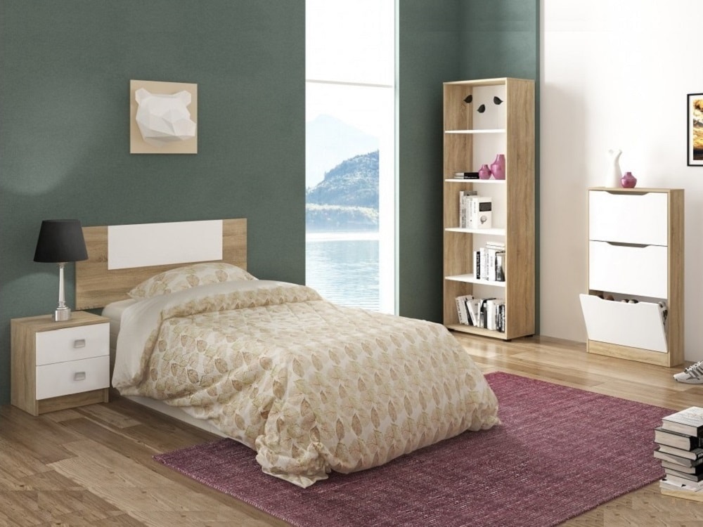 Conjunto muebles dormitorio Menia Basic: mesitas y cabecero