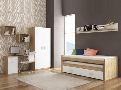 Спальный гарнитур: кровать, шкаф, письменный стол, 3 полки - Rimini 05