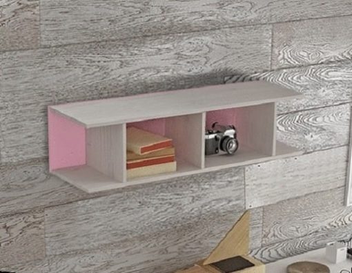 Pink Sectional Wall Shelf for Kids Rooms (Vertical or Horizontal Hanging) - Luddo