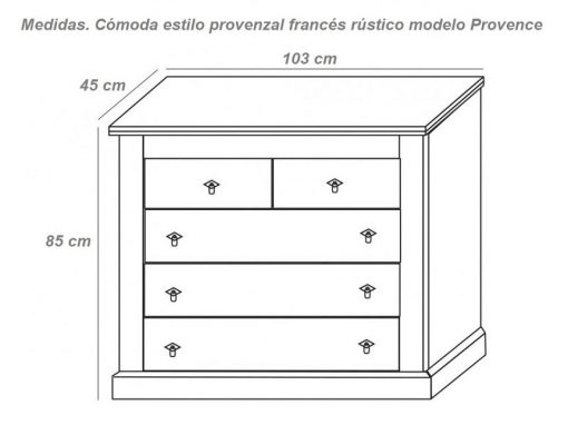 Dimensions of the French Rustic Style Coffee Table 5 Drawer Chest of Drawers – Provence