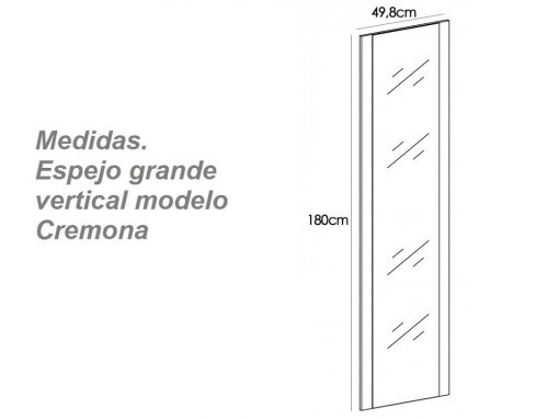 Medidas. Espejo grande vertical modelo Cremona
