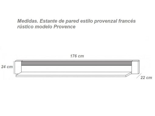 Dimensions of the French Rustic Style Wall Shelf with Back Panel - Provence