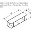 Medidas. Estantería juvenil de colgar, posición vertical o horizontal, modelo Luddo