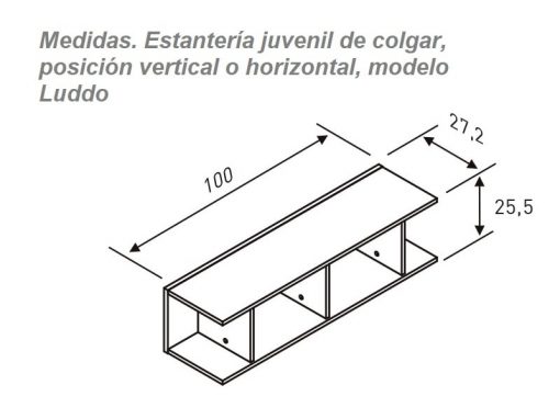 Размеры настенной полки с горизонтальной или вертикальной установкой Luddo