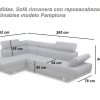 Dimensions of the modern corner sofa with reclining headrests – Pamplona