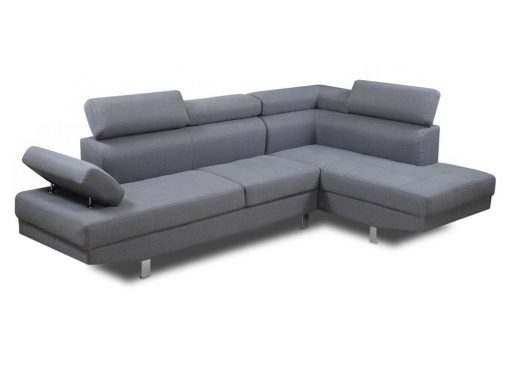 Sofa rinconera con reposacabezas reclinables, esquina lado derecho, color gris - Pamplona