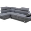 Modern Corner Sofa with Reclining Headrests - Pamplona. Left Side Corner. Grey Fabric