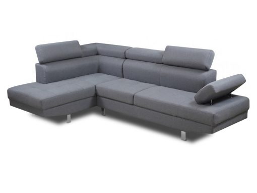 Sofa rinconera con reposacabezas reclinables, esquina lado izquierdo, color gris - Pamplona