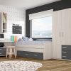 Conjunto dormitorio juvenil, color gris - cama, armario, escritorio, mesa de noche y estanterías - Luddo 18