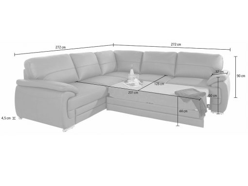 Medidas de la cama del sofá rinconera de piel auténtica modelo Dallas