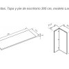 Medidas de tapa y pie de mesa estudio modelo Luddo 202 cm