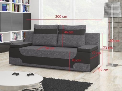 Medidas del sofá cama bicolor con arcón modelo Ely