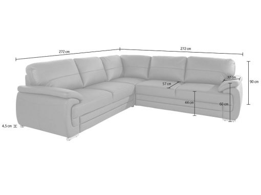 Medidas del sofá rinconera de piel auténtica modelo Dallas