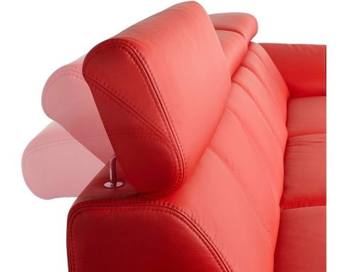 Reposacabezas reclinables. Sofá chaise longue de piel auténtica color rojo - Vienna